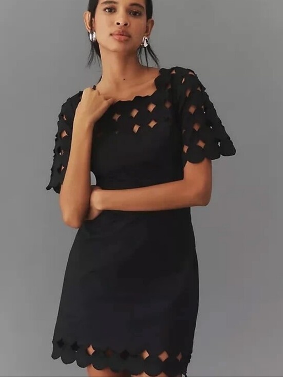 Anthropologie Dresses & Skirts - Anthropologie Cutwork Mini Shift Dress. Black - MSRP $178